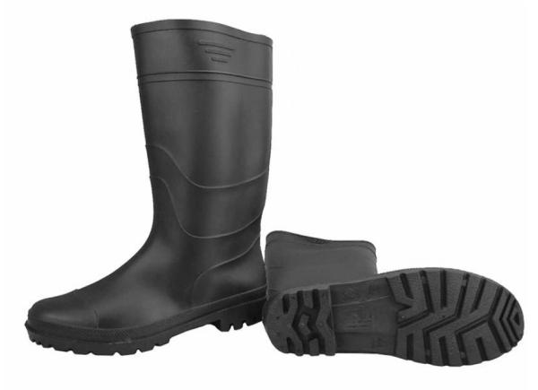 Sapatos de chuva de PVC antiderrapante preto, mate, de barril alto