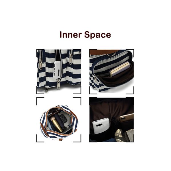 Portable Striped Weekender Duffel Bags Custom Large Capacity Package Unisex Bag