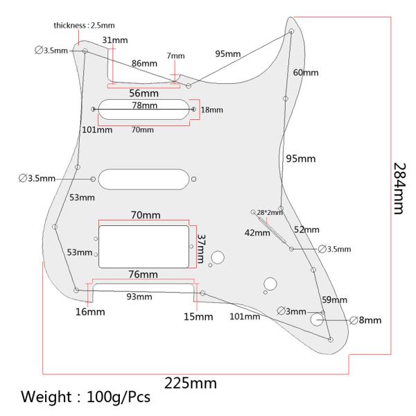 3Ply SSH Electric Guitar Pickguard Scratch Plate And Back Plate Set For American ST Style Electric Guitar