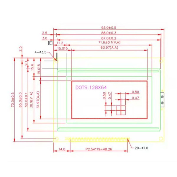 128*64 Lcd Display Blue Colour with White Backlight Graphic Lcd Display
