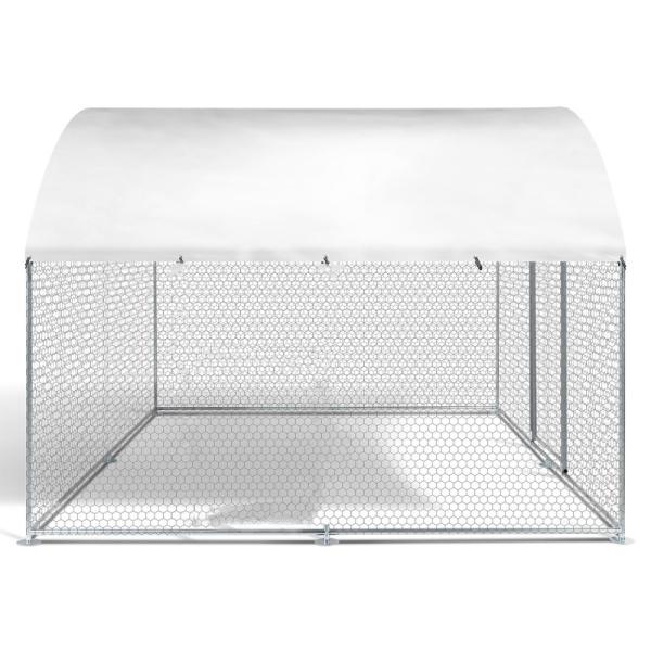 Large Chicken Coop Walk-In Metal Poultry Cage House Rabbit Habitat Cage Spire Chicken Cage With Waterproof Cover White