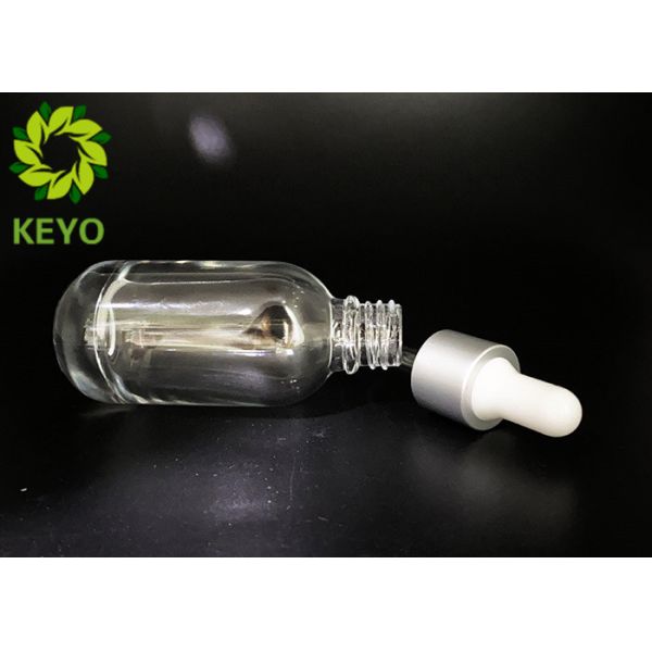 Round Boston Shape Thick Bottom And Thick Wall High Transprarency Glass Bottle With Aluminum Dropper