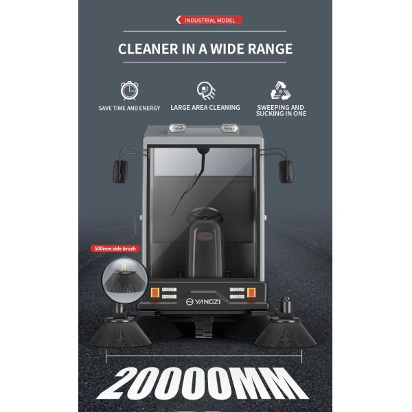 YZ-S12 All Closed Industrial Ride-on Floor Sweeper Machine Park Road Street Sweeper Car