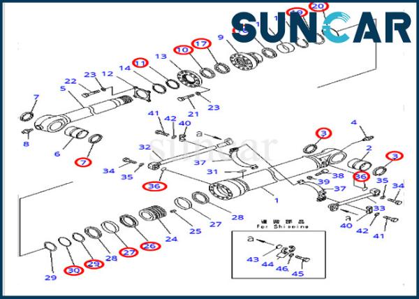 Bucket Cylinder Seal Repair Kit 707-99-65220 For PC400-7 PC400LC-7 Komatsu Excavator Heavy Equipment
