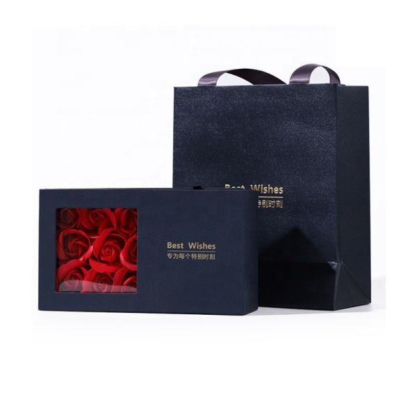 Упаковка шкатулок для драгоценностей картона Degradable розовых бумажных мешков рождества цветка черная