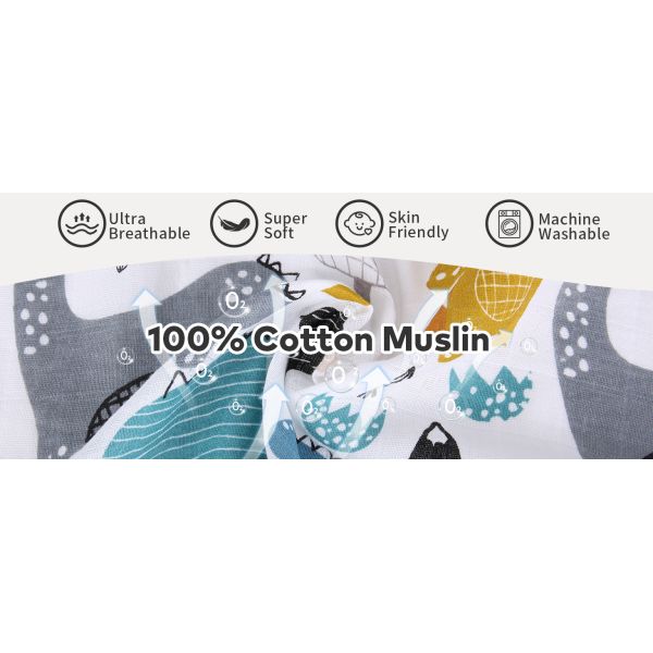 Muslin Cotton Infant Car Seat Canopy, Breathable Baby Carrier Cover