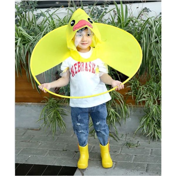 Cute Poncho Childrens Waterproof Raincoats Yellow Duck Single Person PVC/EVA Material