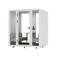 Movable 4 Person Booth Soundproof Meeting Pod With LED Lighting