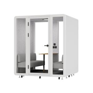 Movable 4 Person Booth Soundproof Meeting Pod With LED Lighting