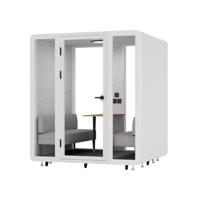 Movable 4 Person Booth Soundproof Meeting Pod With LED Lighting