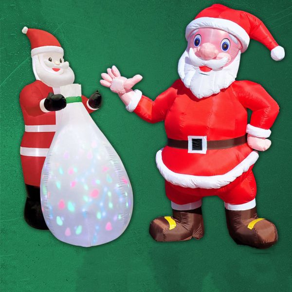 Outdoor Christmas Lighted Santa Sleigh Arch with Snowman Gingerbread Tree Inflatables