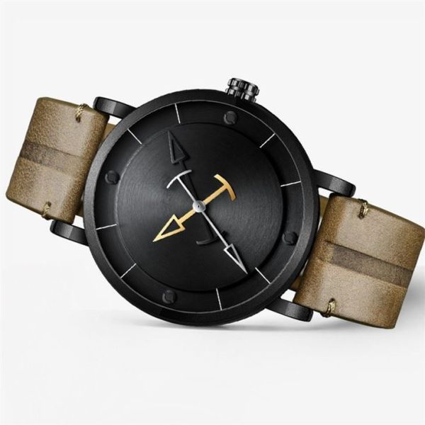 Alloy Case Mens Casual Leather Watch 30 Meters Water Resistance Mineral Glass Mirror