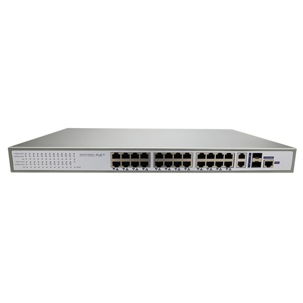 100M IEEE802.3af 24 Port PoE Gigabit Switch 450W Data Transmission 100m