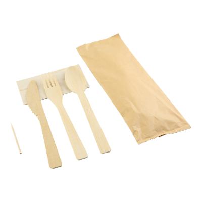 4 em 1 cor de bambu natural da cutelaria de madeira descartável biodegradável