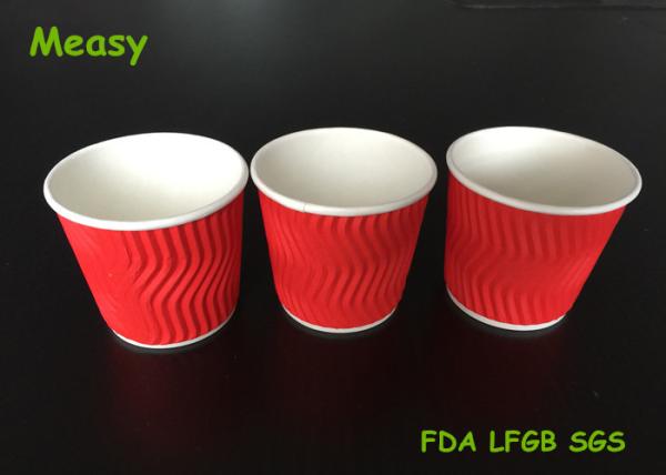 4OZ Red Wave disposable paper tea cups For Hot Drink , Custom Logo