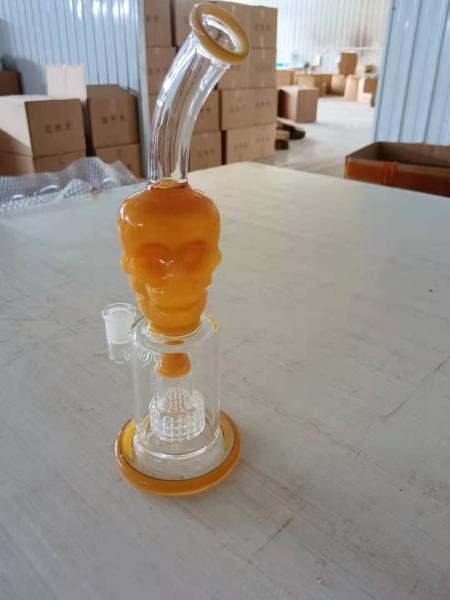 tubulação de água do vidro de Bent Neck Showerhead Perc Fumed da bacia de 8.5inch 14mm