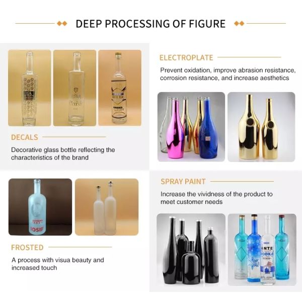 Custom 750ml Embossed Logo Wine Glass Bottle in Clear Color for Branded Whisky