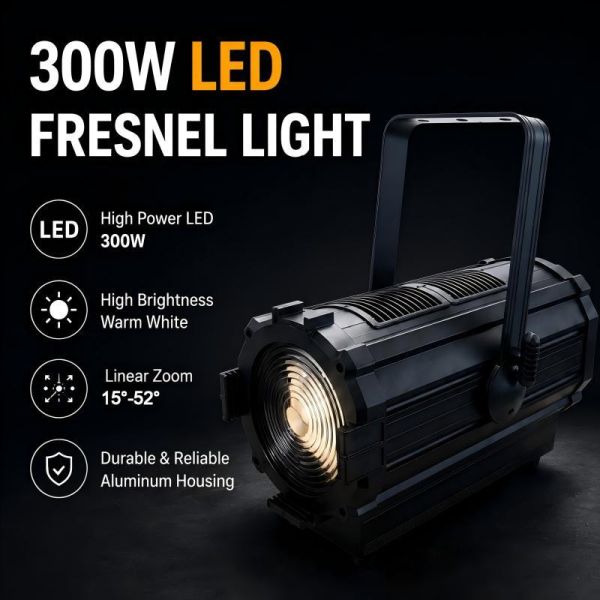 300W LED Fresnel Light Stage Lighting Spot LED Studio Theater Light DMX
