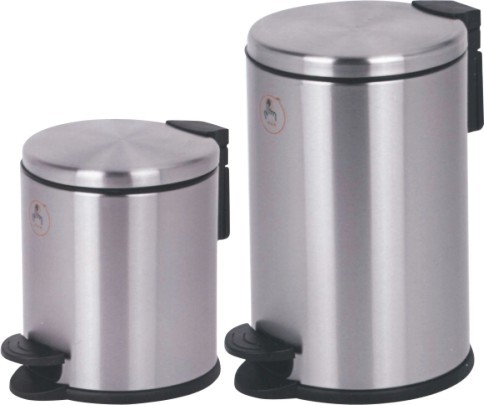 Hotel Waste Bins stainless steel pedal operated odour proof silent closure plastic inner multiple capacities for hospitality