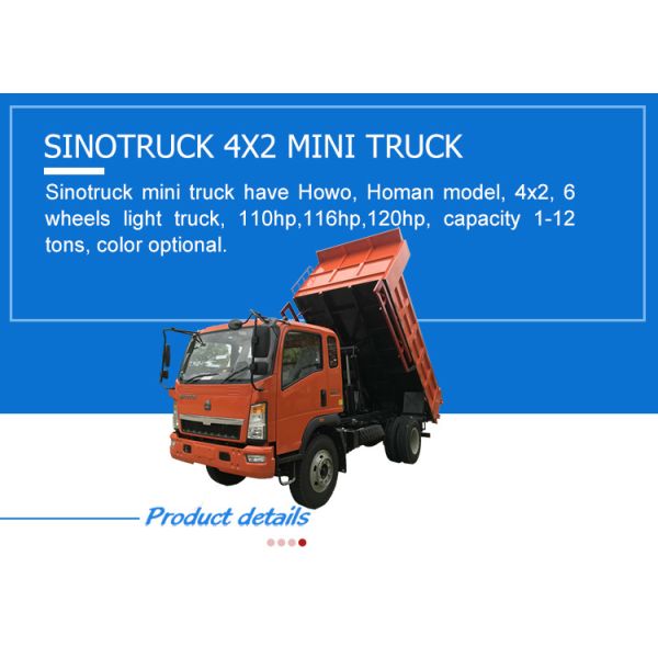 2.4 toneladas de eje delantero Mini camión de carga Mini camión de descarga para conducción LHD/RHD