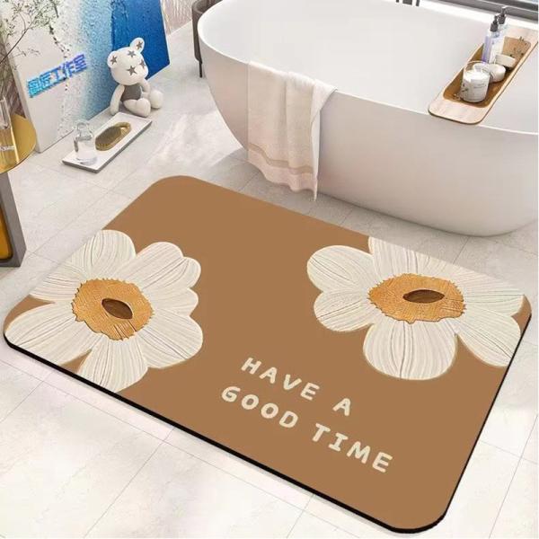 esteira absorvente impressa personalizada da lama da diatomácea do tapete impermeável do banheiro da flor