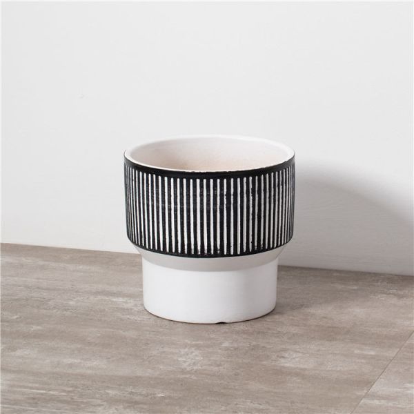 Fashionable design modern style simple elegant planter flower pot outdoor decoration cheap embossed ceramic plant pots