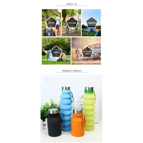 550ml Sport Silicone Portable Foldable Water Bottle