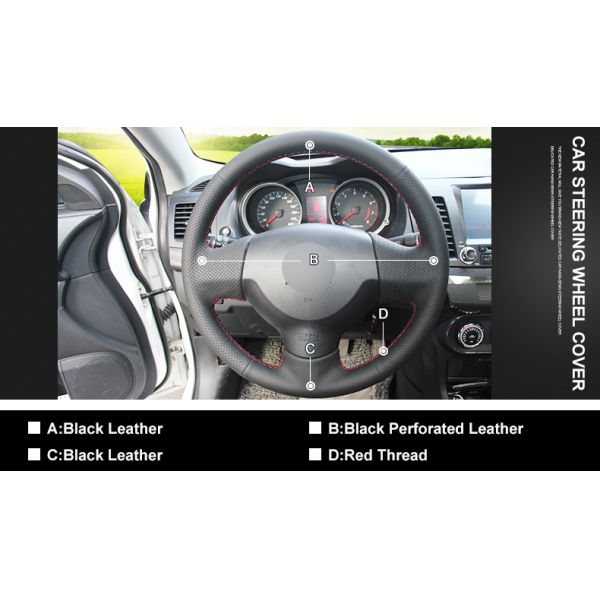 Custom Sew Artificial Leather Steering Wheel Cover for Mitsubishi Lancer X 10 Outlander ASX 2006 2007 2008 2009 2010 2011 2012