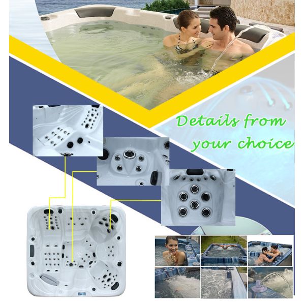 Tina caliente del balneario al aire libre de Whirlpool de 7 personas con la iluminación coloreada multi y soportes de vaso