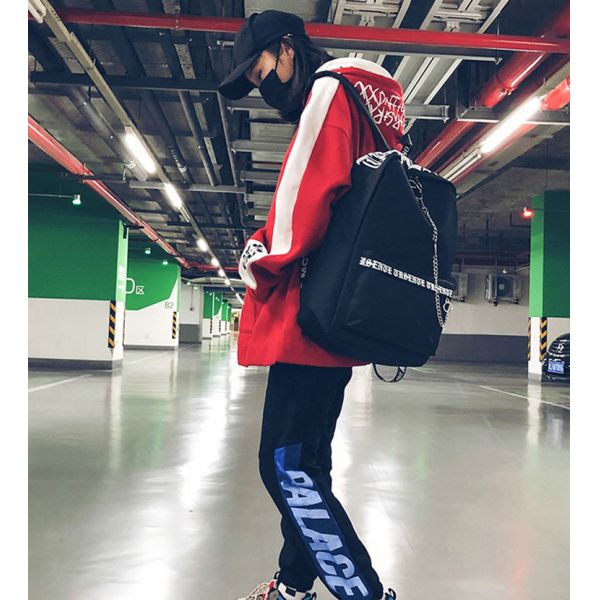 Factory wholesale fashion personality new backpack canvas stitching street trend solid color large capacity bag