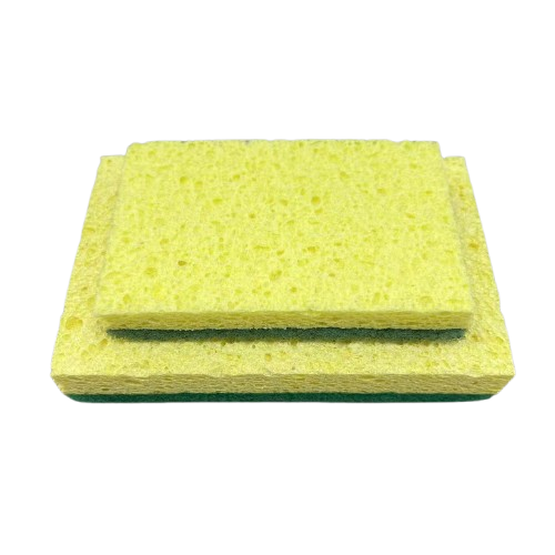 Esponja de celulosa cuadrada biodegradable verde amarillo compostable