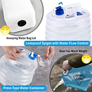 Portable Water Storage Jug, Water Carrier, Foldable Canteen, Outdoors BBQ Camping Hiking