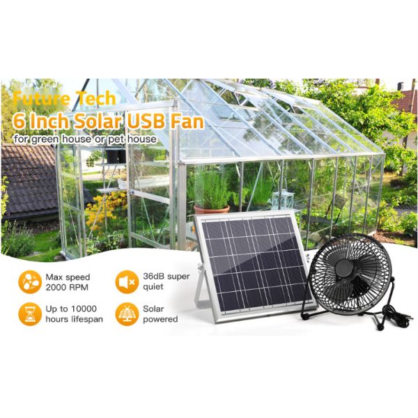 FTB10 Солнечная панель Выхлопный вентилятор 6 дюймов Солнечный вентилятор высокий воздушный поток 2000RPM 36dB
