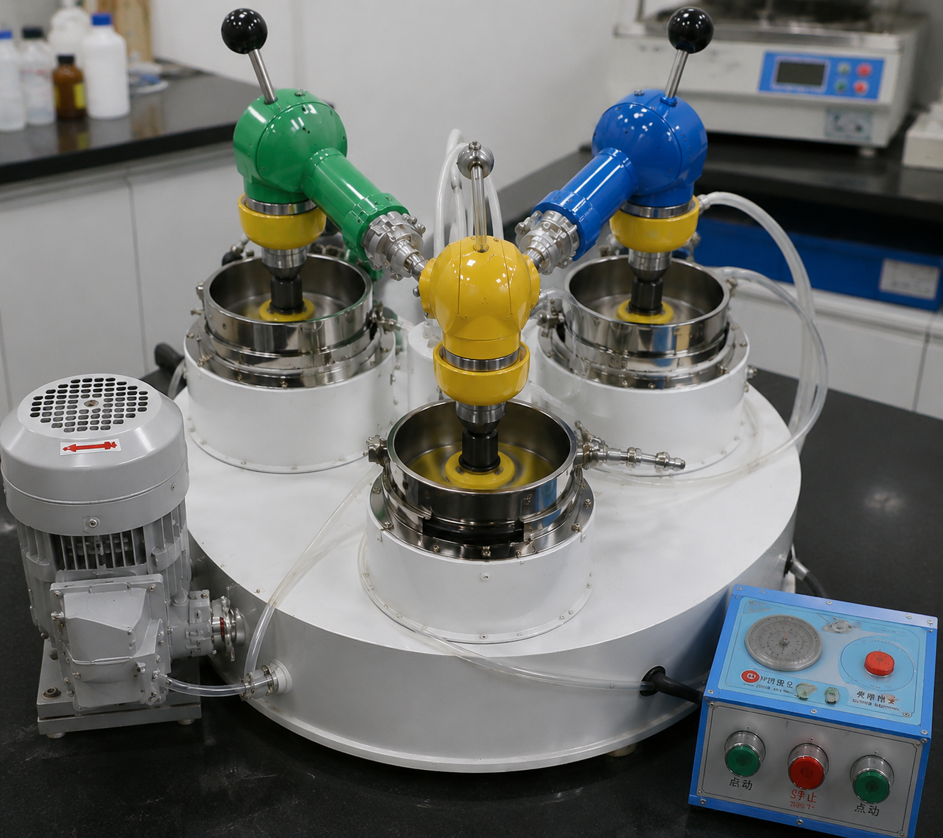 Three Head Sample Grinder with Φ120mm Mortar Diameter and 3 Grinding Heads for Dry Grinding Laboratory