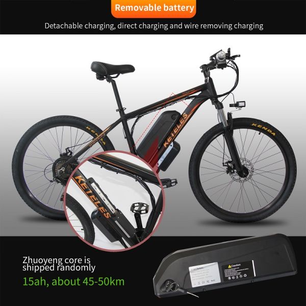 LED Headlight 26 Inch Electric Mountain Bike Battery Assist KETELES Multipattern