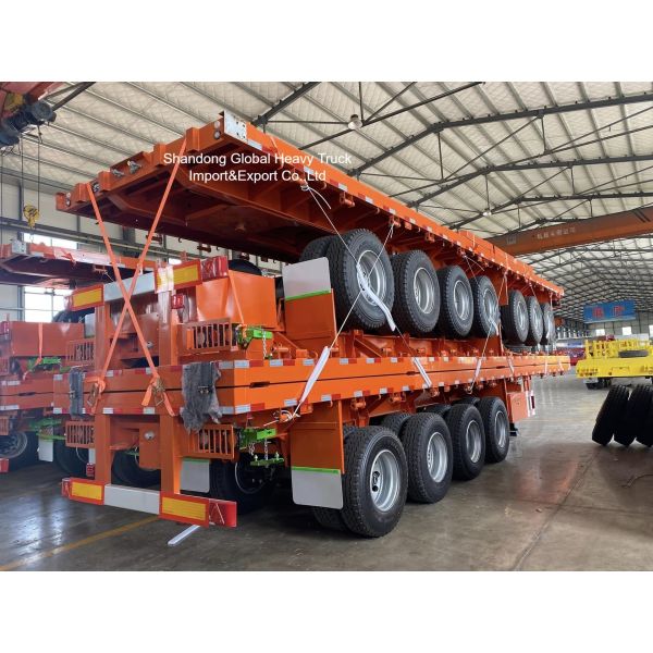 40feet Low Bed Semi-Trailer with 40tons/50tons/60tons Capacity and Reinforced Steel Frame for Heavy Equipment Transport
