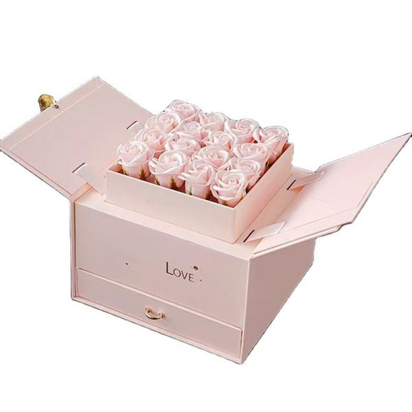 Fin boîte cadeau de bijoux ronde personnalisée avec portes doubles et traitement d'impression de vernis