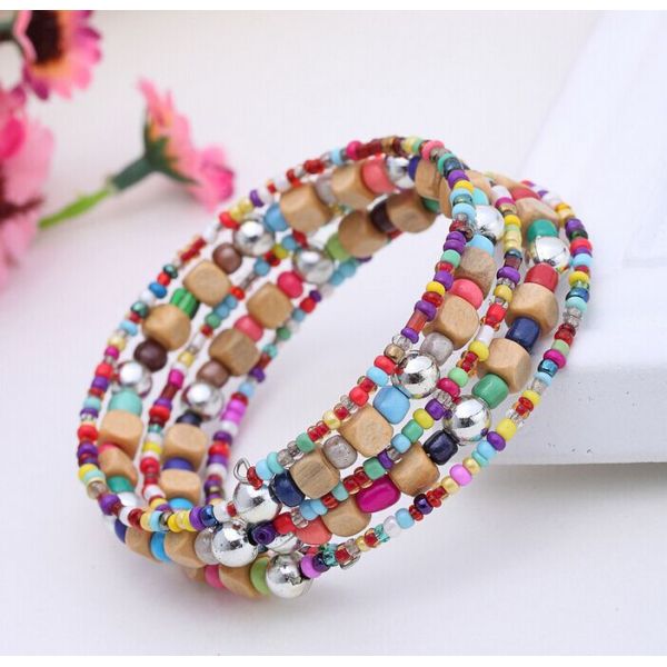 Bohemian multilayer beads bracelet European and American big stretch bracelet