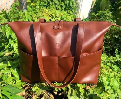 Neutral PU Leather Baby Changing Bag , Messenger Diaper Bag 18W X 13H  X 4.5D Inch