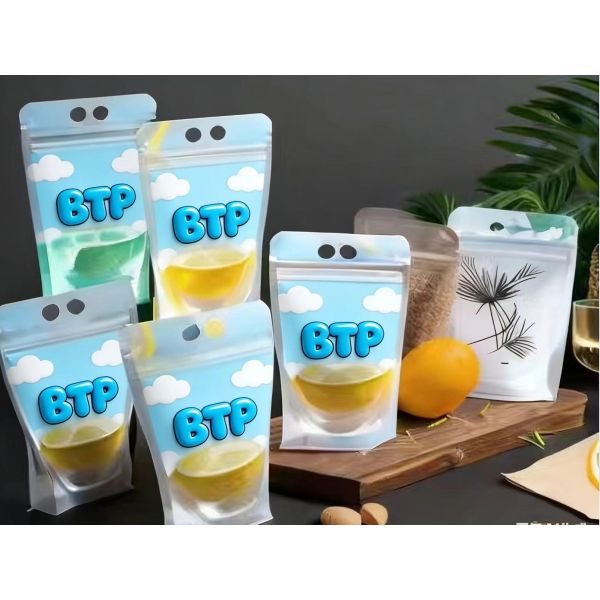 MOQ 100 Digital Printed Customizable Stand up Pouches with Straw for Vodka Champagne Mineral Water