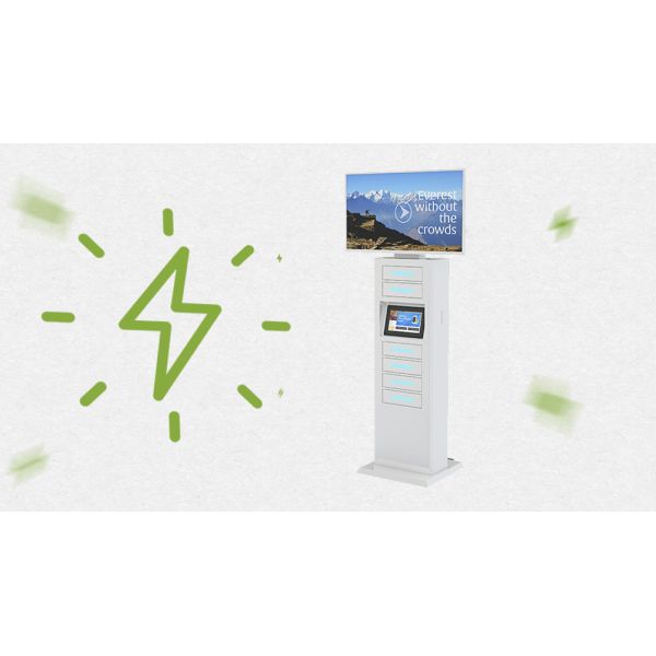 Estaciones de carga de portátiles con 43 pantallas grandes para conciertos