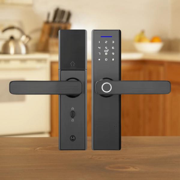 Electric Digital Door Lock Eu Standard Fingerprint Handle Door Lock Waterproof