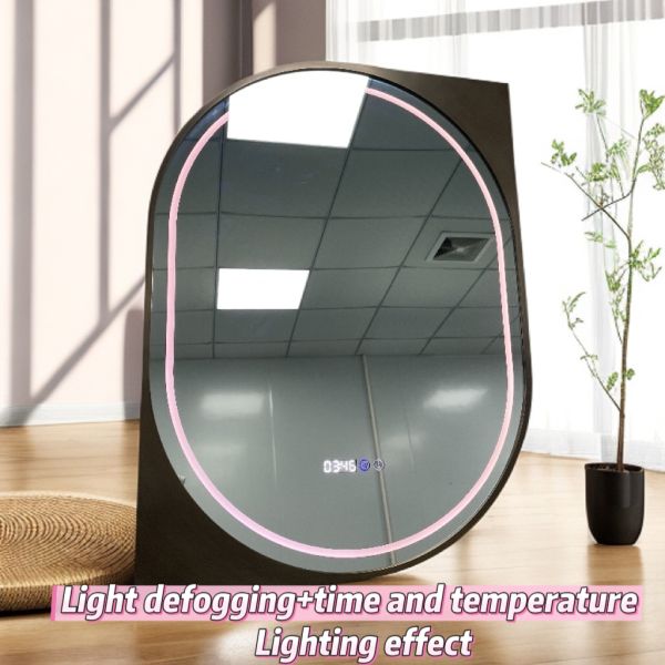 Modern LED Bathroom Smart Mirror Hidden Light Stainless Steel Frame IP44 Wall Hanging Touch Switch Time Temperature Display