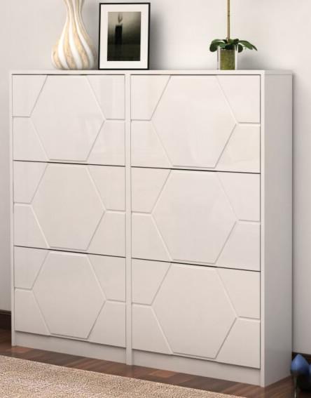 Armário branco da sapata do armazenamento da sala de visitas com estilo francês da cremalheira de sapata