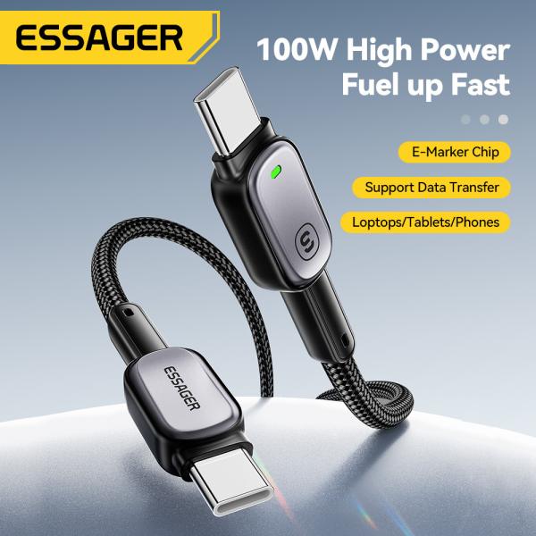 ESSAGER ES-X66 Series 60W 100W USB C to USB C Cable Fast Charging and Data Transfer