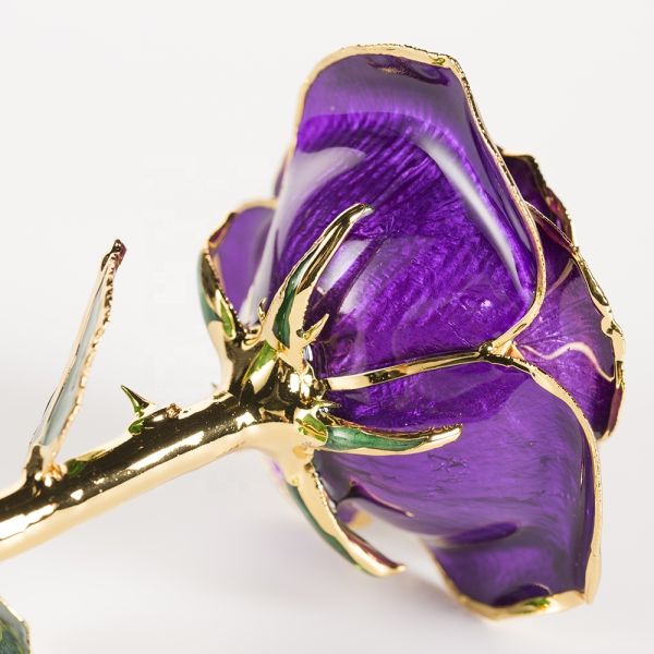 Purple Rose 24Kt Gold Dipped Natural Rose Manufacture Directly Supply  Gold Platedd Rose  for Christmas  Gift Wholesale