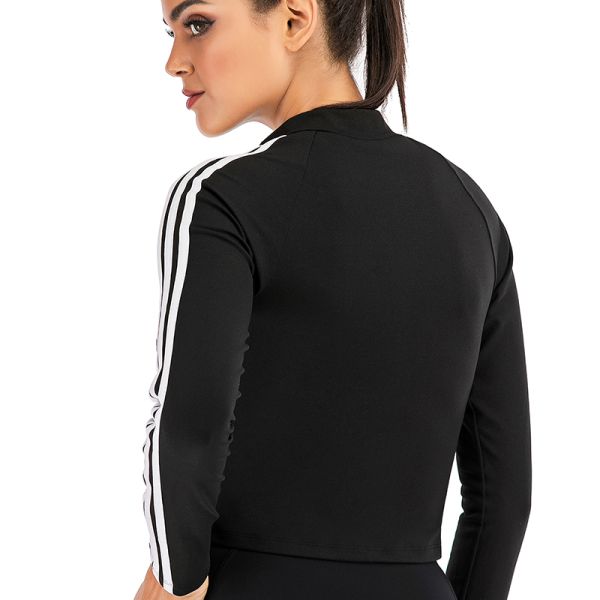 Zipper long sleeve lady cool sports t-shirt fitness running yoga coat
