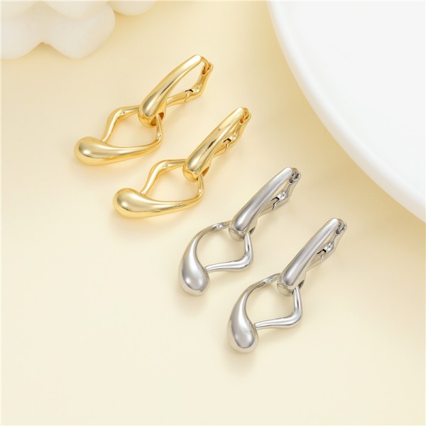 Factory Jewelry Wholesale Simple Design Twist Shape Earrings 14K Gold Plated Thick Huggie Hoop Earrings