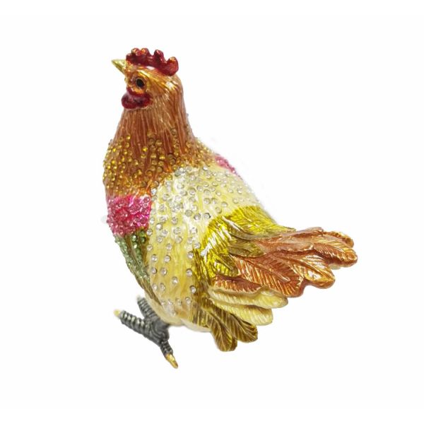 Pewter alloy animal box metal jewelry boxes hen enameled trinket boxes