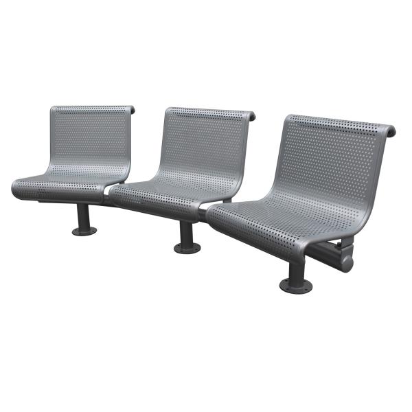 Silver Color Steel 3 Seater Metal Bench , Park Metal Curved Garden Bench With Backrest